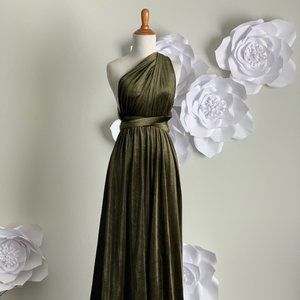Olive Green Velvet  Bridesmaid Dress, infinity Dress